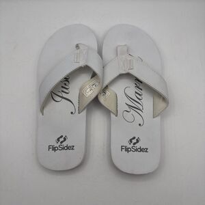 Flipsidez Women's White "Just Married" Beach BRIDE Casual Flip Flops Size 7.5-9‎